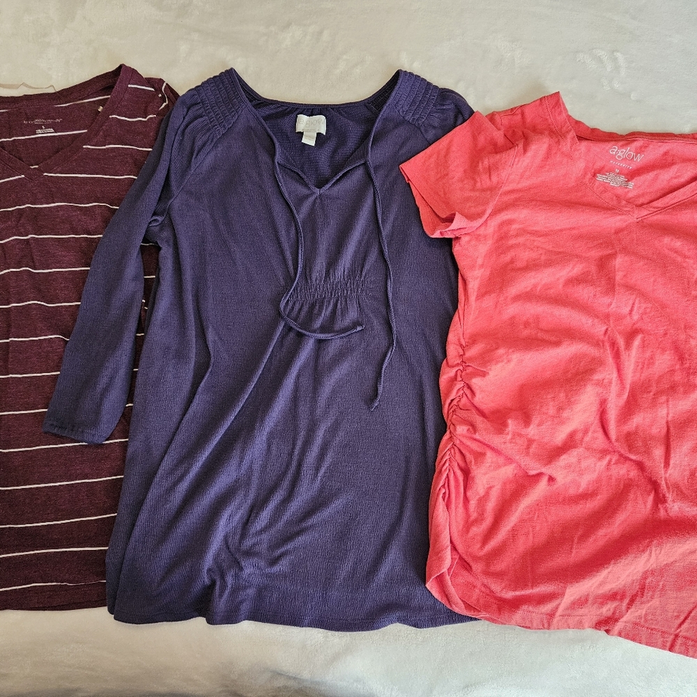 Bundle of 3 Red/Purple Maternity Tops Size S/M